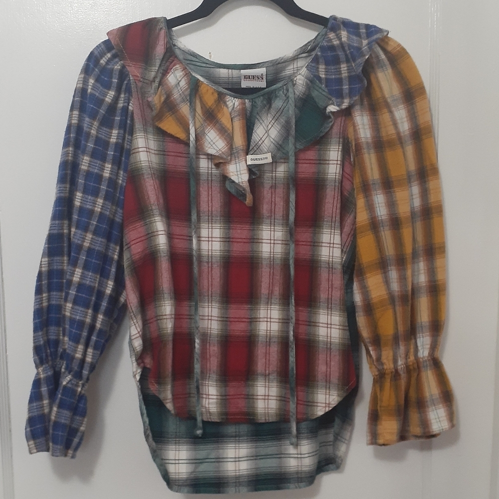 Vintage 90s Guess Colorblock Womens Blouse